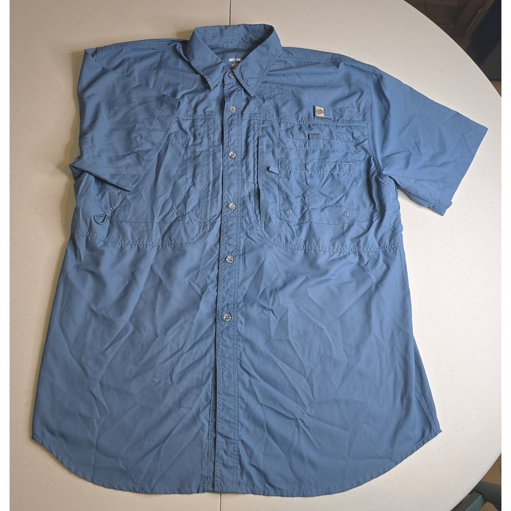 REEL LEGENDS Men's Large Blue Short Sleeve Fishing Shirt Vented -1085 - Picture 3 of 6